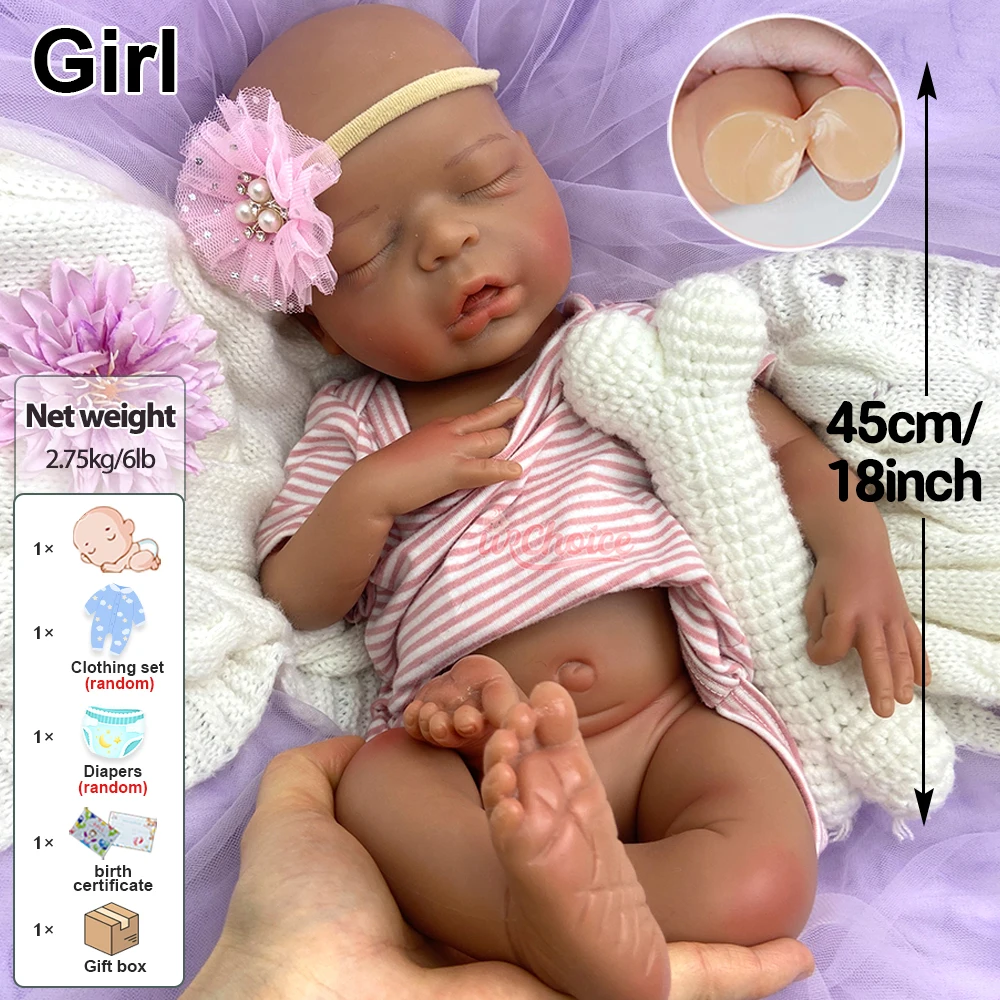 18 pulgadas boca abierta niña hecha a mano suave de silicona renacido bebé realista cuidado de Alzheimer alivio de ansiedad 3D piel muñeca recién nacida