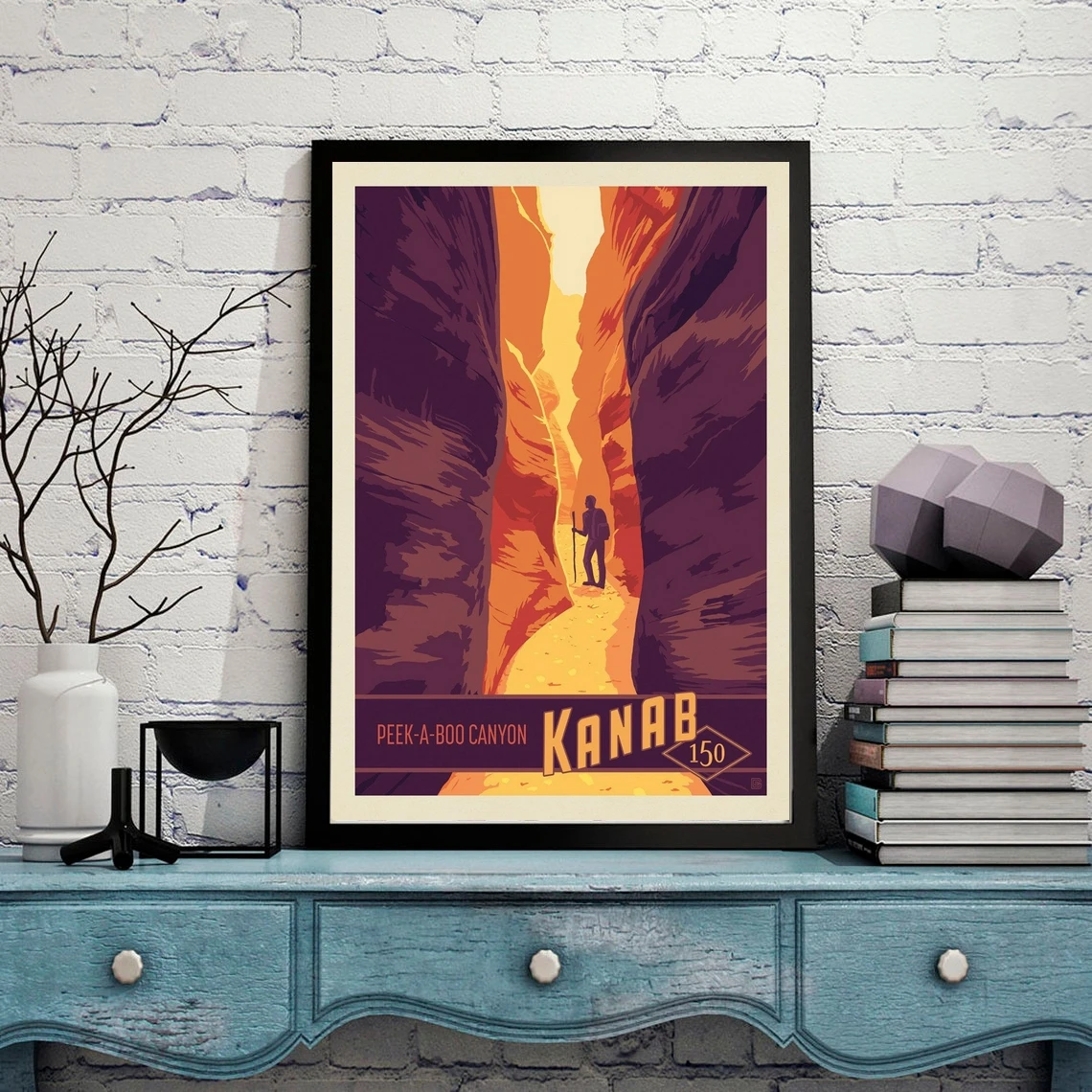 ملصق كين كاونتي يوتا، طباعة سفر بيكابو كانيون، هدايا المشي لمسافات طويلة لمحبي السفر، فن جداري مؤطر عتيق، ديكور منزلي