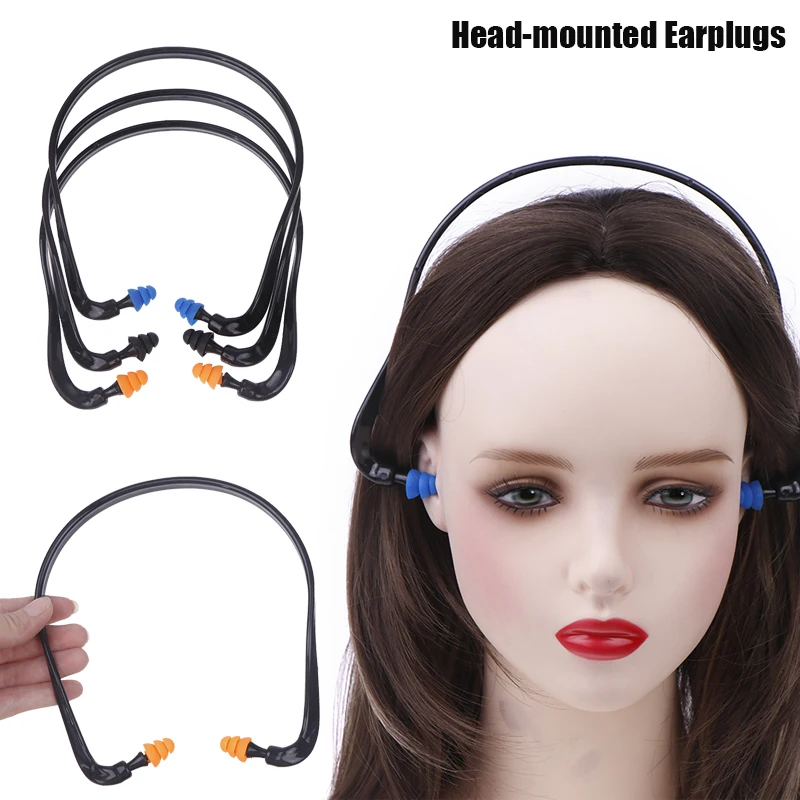 1PC Sleeping Working Noise Reduction Ear Plugs Soft Silicone Head-mounted Earplugs Protector Anti-Noise Earmuff