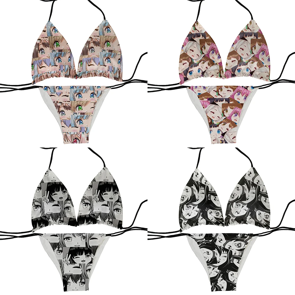 

Japanese fashion ladies bikini set 3D printing anime sexy beach swimsuit holiday vacation sunbathing beach surfing swimsuit