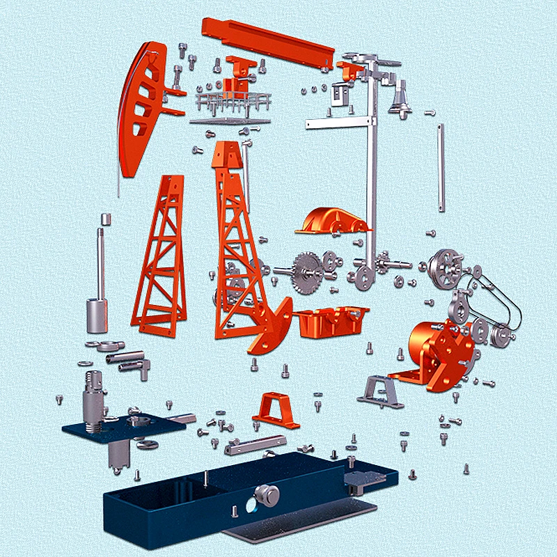 Oil Pumping Unit Metal Assembly Model, Electric Difficult Toys, DIY Creative Metal Assembly Kit Gift Educational Toys