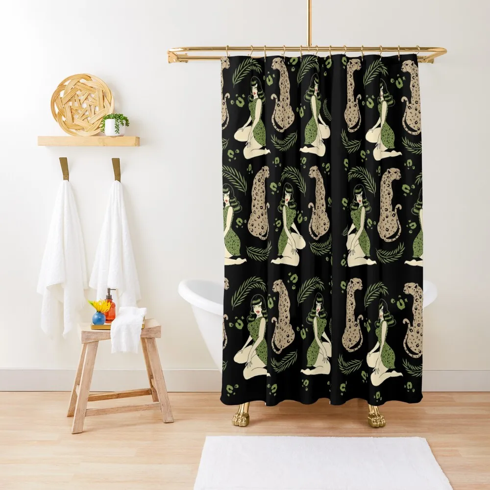 

BLACK Jungle Bettie- Olive Shower Curtain Luxury Bathroom Shower Set Shower Waterproof Curtain