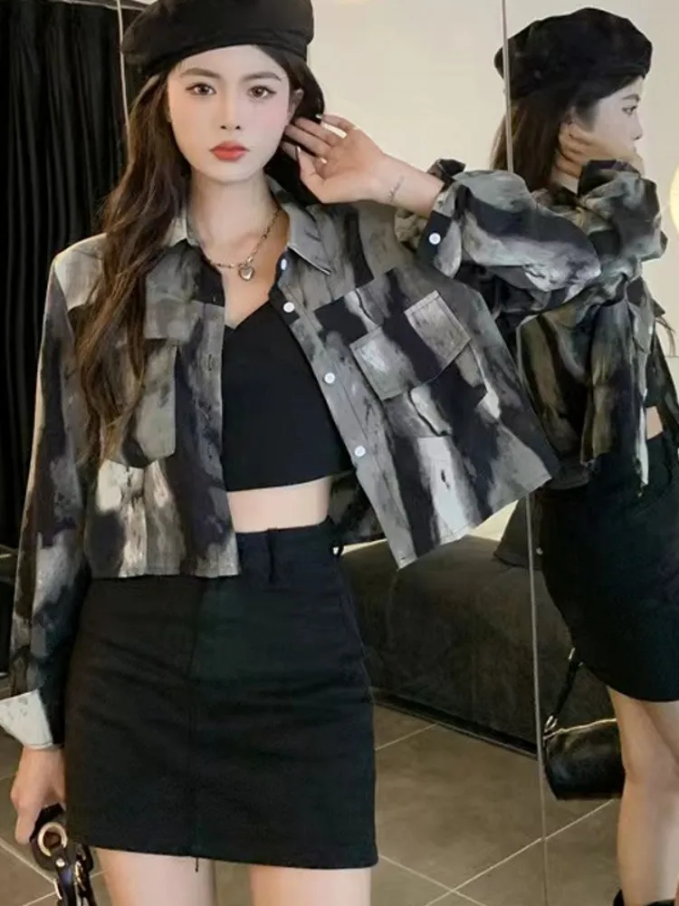 Lente 2026 Early Vintage Europese Dyeing Long Sve Women's irt Design Sensation ort Outerwear Top Korean Sle Co...