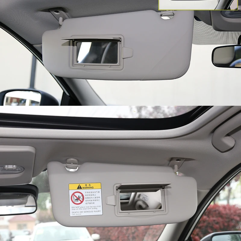 1PC Grey for Nissan Qashqai 2016–2021 Sun Visor with Makeup Mirror Without Lights, Sunshade Panel Replaced with Flip Frame