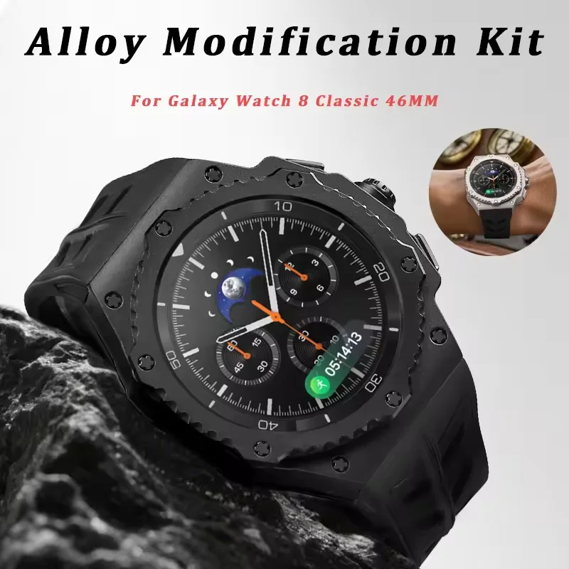 

Luxury Modification Kit For Samsung Watch 8 Classic 46mm Metal Case Rubber Band For Watch 8 Classic 46mm Refit Kit Accessories