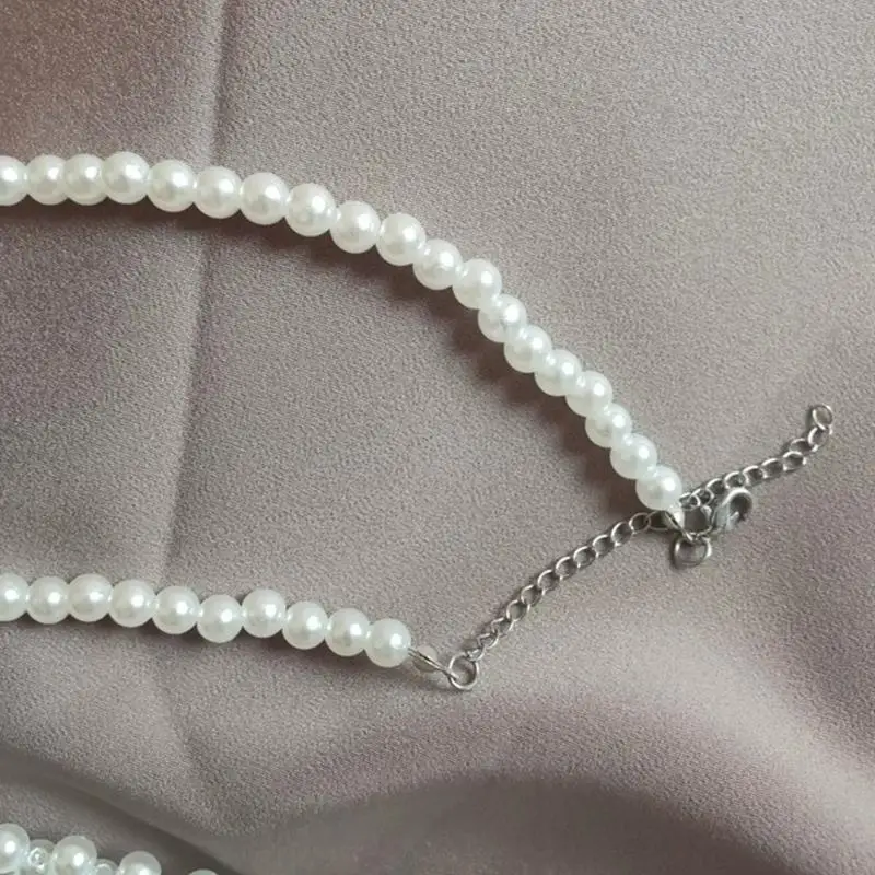 39BD Bowtie Mädchen-Hemd-Krawatte mit Perlenverzierungen Mädchen-Hemd-Fliege – Detail 5