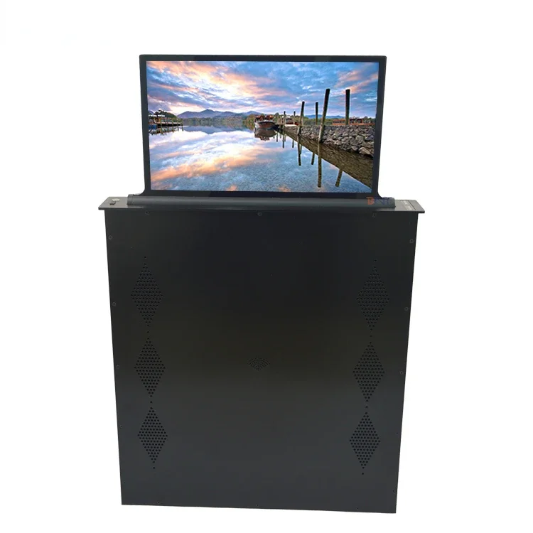 15.6 Inch Touch FHD Screen Up Down Hidden In Desk Retractable Motorized Monitor LCD Lift With Pitching Angle