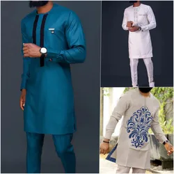 Conjunto de Top y pantalón DASHIKI para hombre, traje elegante de boda de lujo, caftán tradicional, estilo étnico, 2 piezas