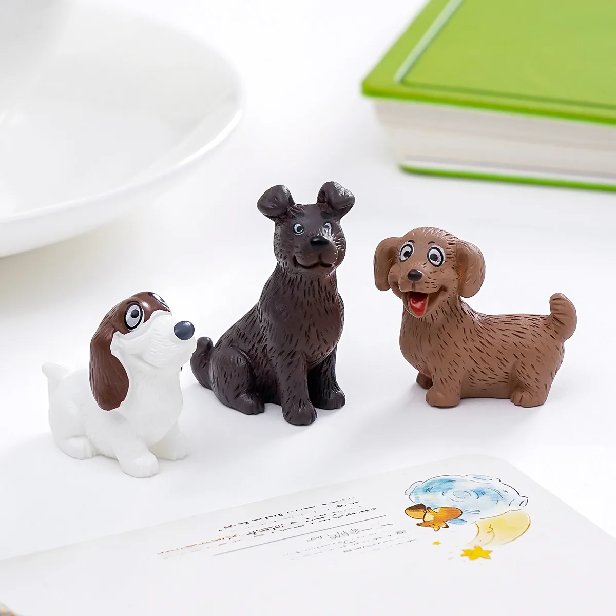 6pc Cute Dog Animal Decoration Resin Craft Miniature Figure Tiny for Bonsai Fairy Garden Home Decor