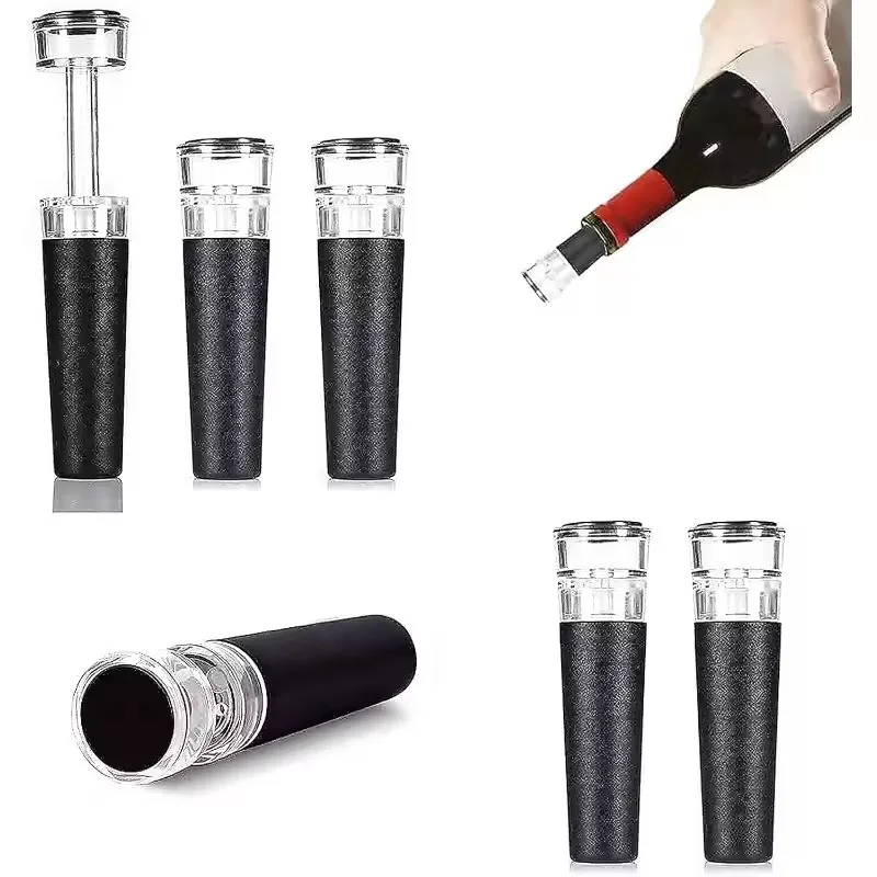Vacuum Wine Stopper, Reusable Stoppers with Built-in Vacuum Pump Leakproof Wine Bottle Sealer Silicone Caps,Wine Saver