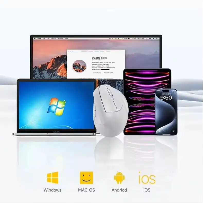 2.4G Bluetooth Wireless Dual-Mode Ergonomic Vertical Mouse DPI Adjustable Office Stylish Slient Click Optical Mouse For Computer