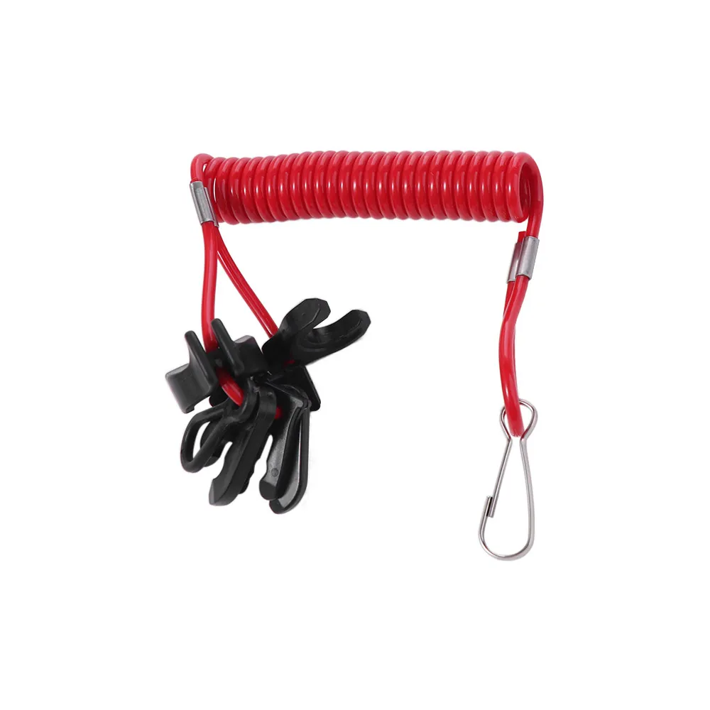 Red Boat Safety Lanyard Kill Switch 7 Keys Universal Kill Switch Key Lanyard Tether Cord 1.6m Stretchable
