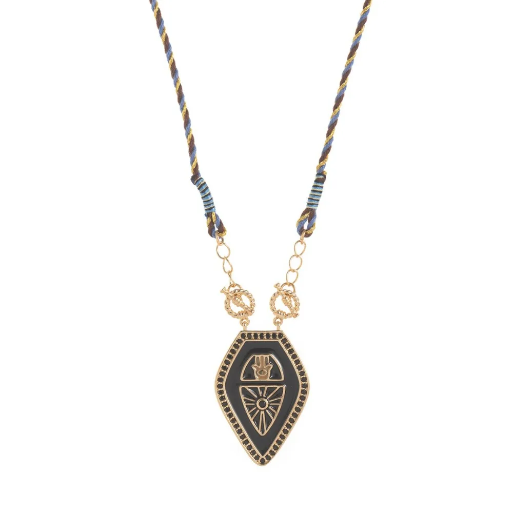 

Literary Sun Vintage Necklace Rope Weave Charm Artistic Pendant Necklace Nek Jewelry Ethnic Style Women Choker Chain Gifts