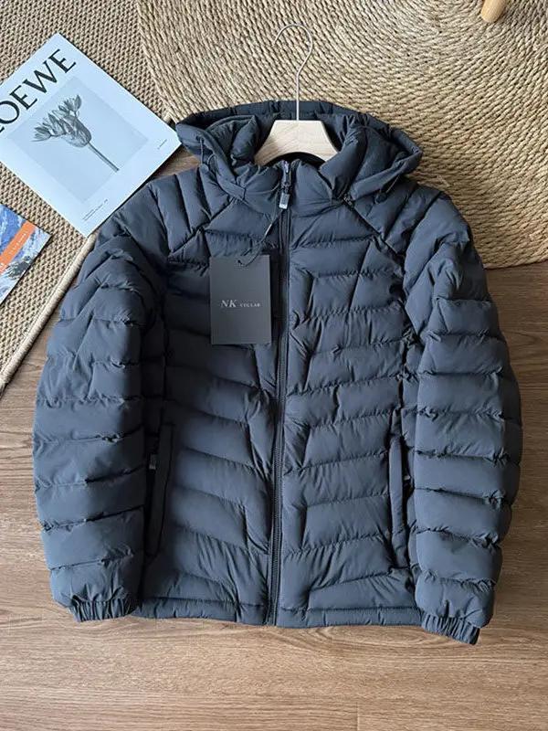 

Зимняя легкая хлопковая куртка с капюшоном для мужчин, повседневная спортивная куртка с полиэстеровым наполнителем, теплая молодежная модная модель