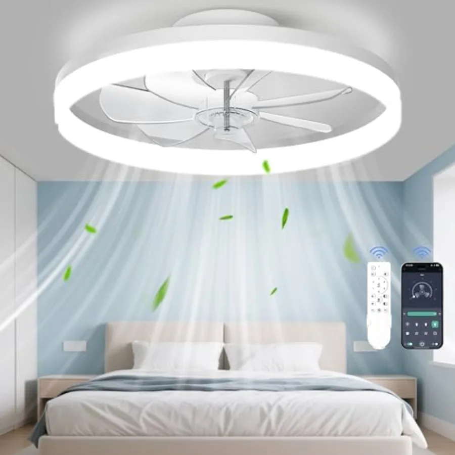 

Потолочный вентилятор с подсветкой и пультом ДУ, 20 дюймов, складной, современный, низкопрофильный, с плавной регулировкой цветовой температуры