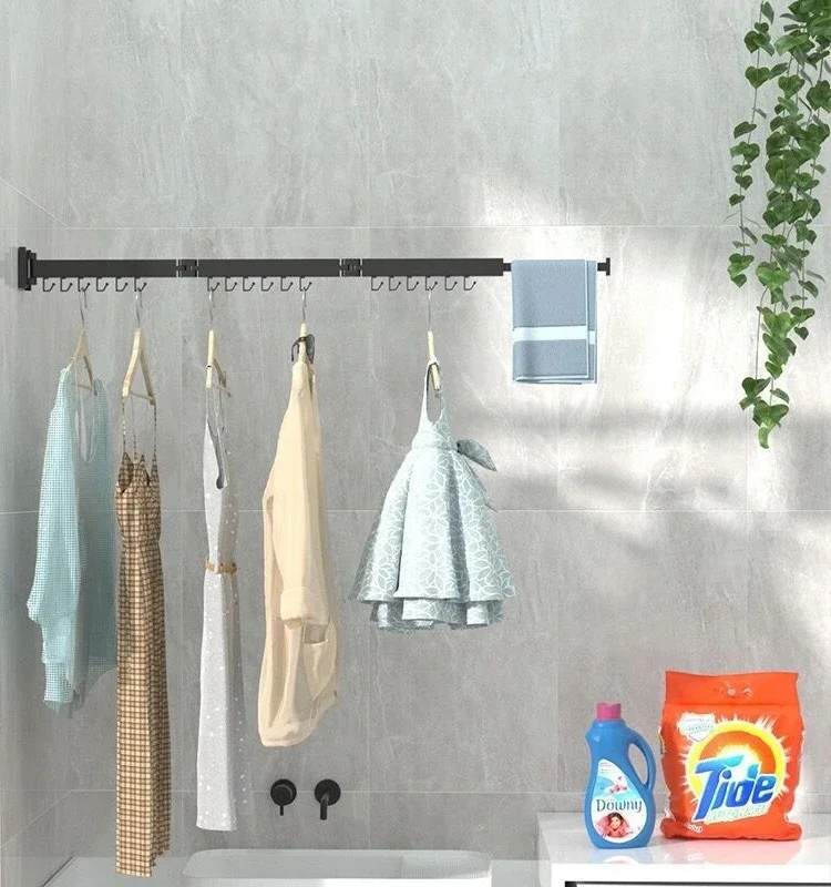 Non-perforated folding drying rack, invisible shrinkage, wall mounting, telescopic balcony, quilt artifact, indoor and outdoor d