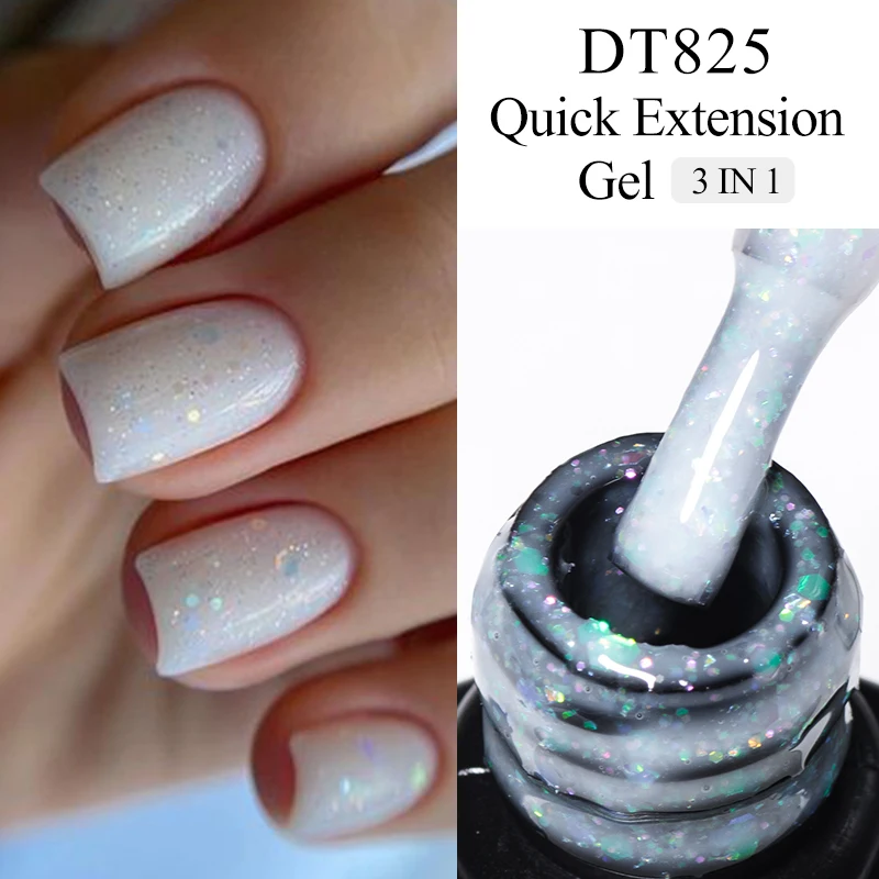 MEET ACROSS 7ml Milky White Quick Extension Gel Nail Polish For Nails Pink Gold Red Foils Effect Semi Permanent UV Gel Nail Art