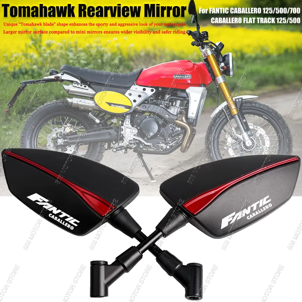 

For Fantic Caballero Flat Track Universal CNC Aluminum Tomahawk Rearview Mirrors 8mm 10mm Motorcycle Side Mirrors