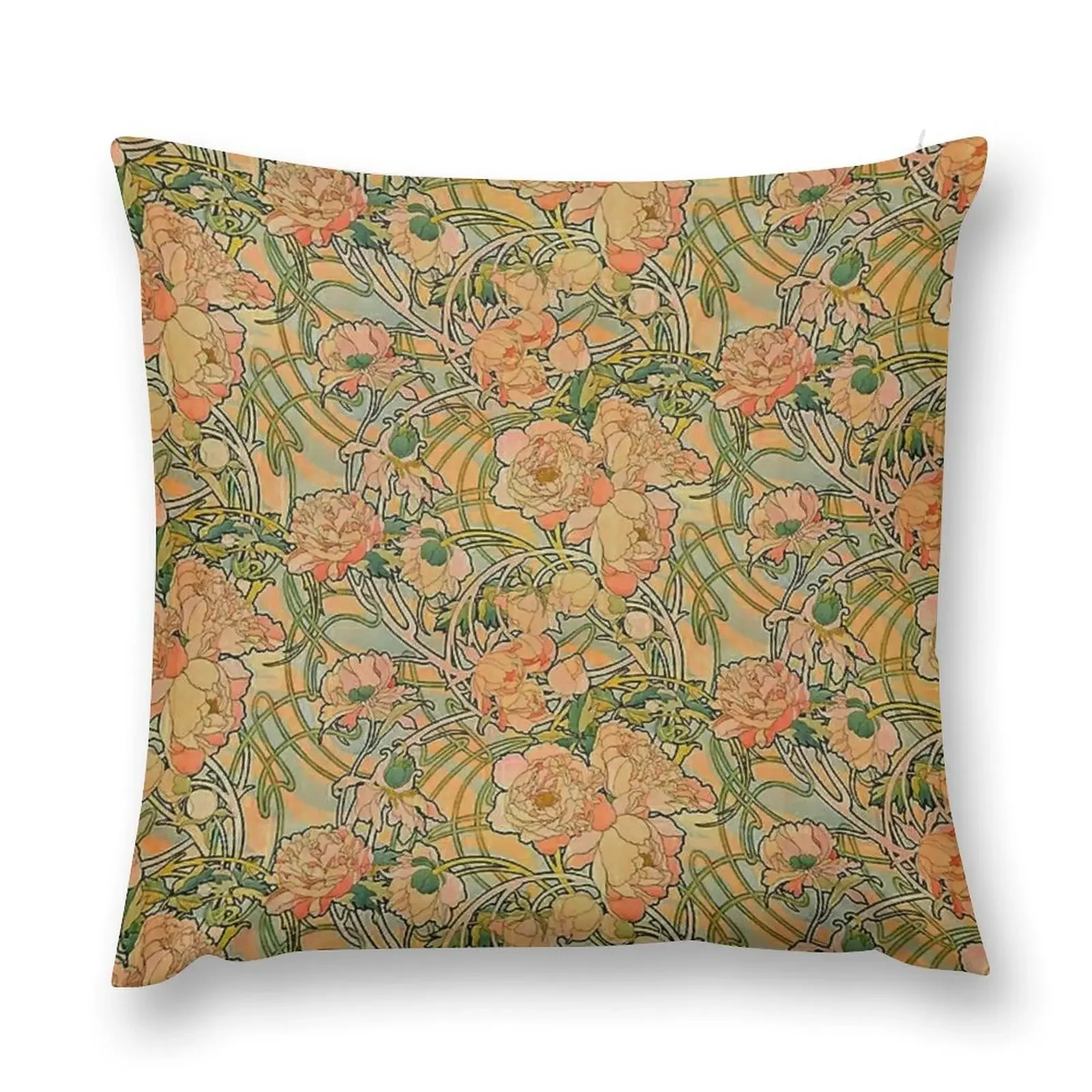 

Alphonse mucha - flowers,No06. Throw Pillow Custom Cushion Pillow Case pillow