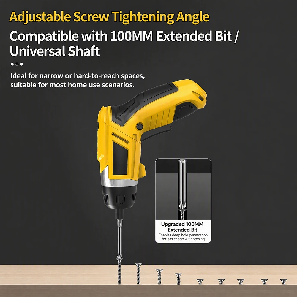 2‑in‑1 Wireless Lithium Electric Screwdriver Rechargeable Drill Type‑C Multifunctional Portable Power Tool With LED Light
