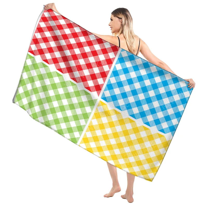 Bathroom Adult Bath Towel Sauna Large Simple Checkered Beach Towel Fitness Towel Hotel Women's Shower Quick Drying