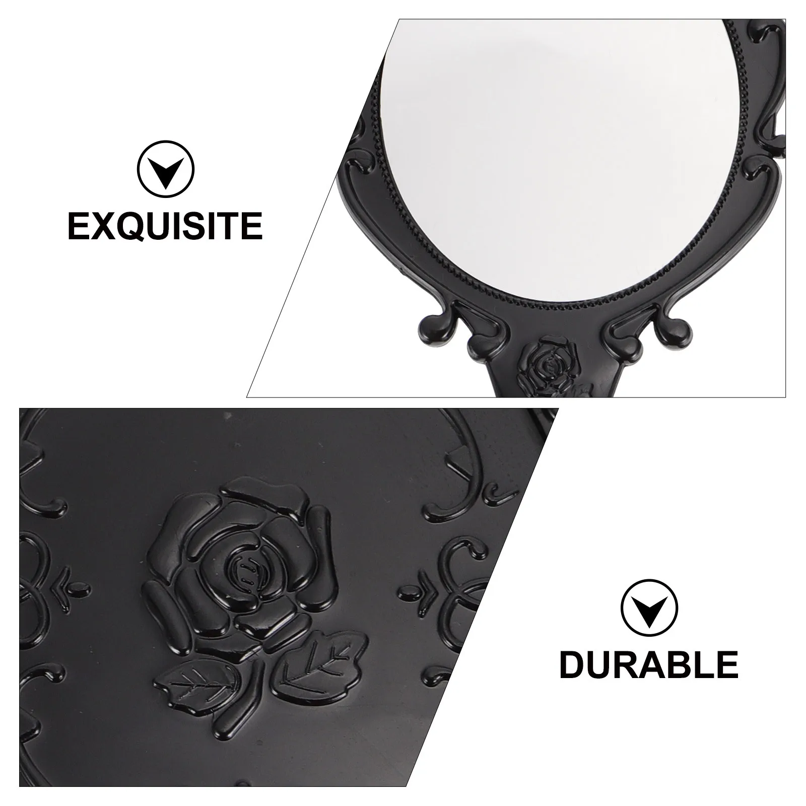 

2 Pcs Hand Mirrors with Handle Handheld Make up Oval Makeup Travel Women Beauty