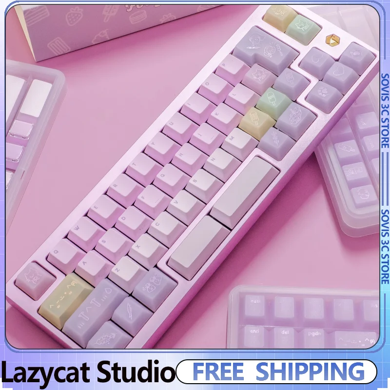 Lazycat studio Foodie Meow Theme Keycaps 151 Keys PBT thermal sublimation Cherry Profile keycap for MX Mechanical Keyboard Gift