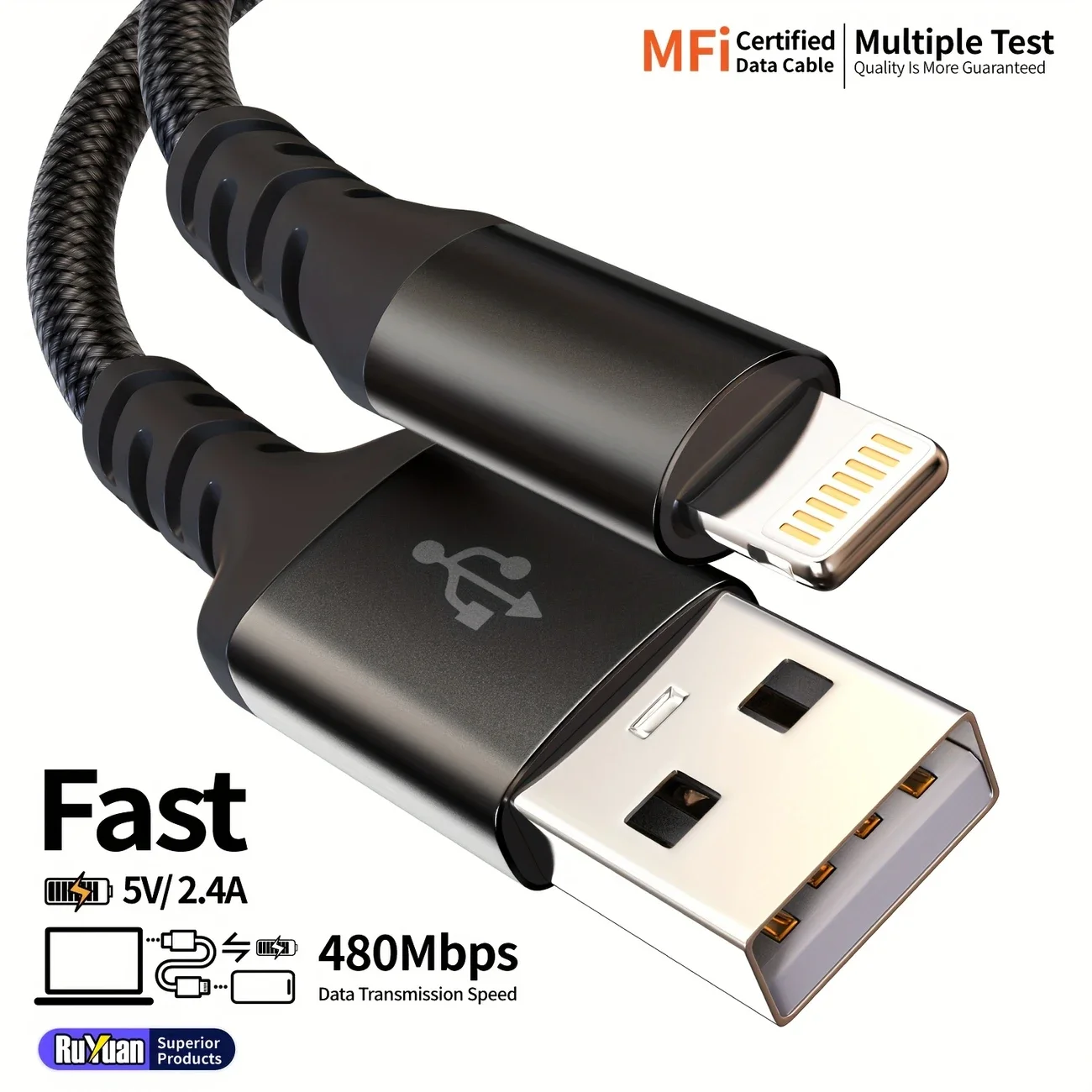 كابل شحن LAIHONEN MFI USB إلى Lightning لهاتف iPhone 13 12 11 Pro Max SE X 8 7 6 كابل مزامنة البيانات السريع لجهاز iPad Mini #4