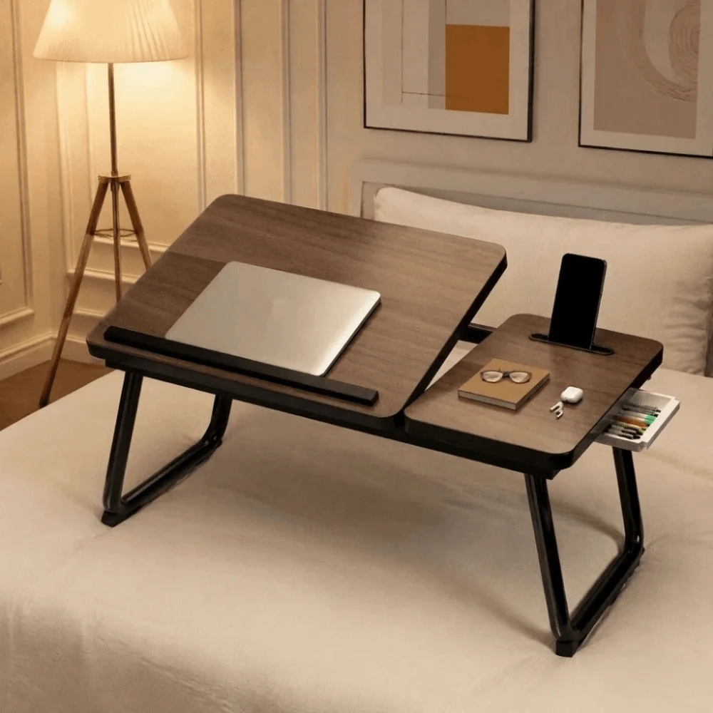 Multifunctional Adjustable Bed Table Portable Comfortably Laptop Stand Table Foldable with Cup Holder Lifting Lazy Desk Home Use