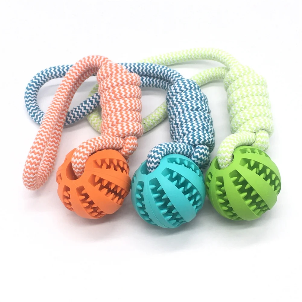 

Pet Dog Rope Chew Tug Toy Chew Palying Teeth Cleaning Toys For Small Medium Large Dogs Outdoor Rubber Chew Ball Pet Supplies