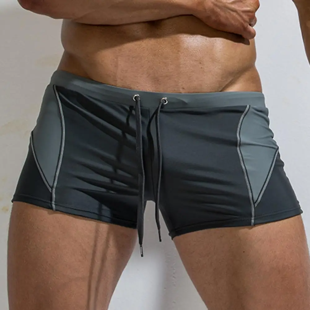 

Men Fashion Beach Shorts Quick Dry Slim Flat Angle Men Swimwear Stitching Color Men Swim Trunks Sexy Men Underwear for Surfing