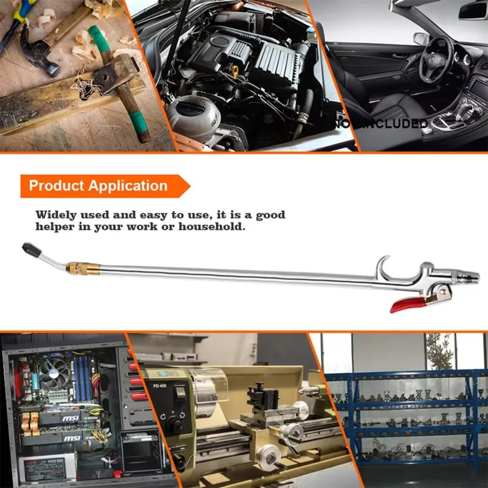 Industrial Air Blow Gun,Extensible Stainless Steel Air Flow Nozzle Pneumatic Air Extended Dust Air Blower 360 Degree Swivel Hook