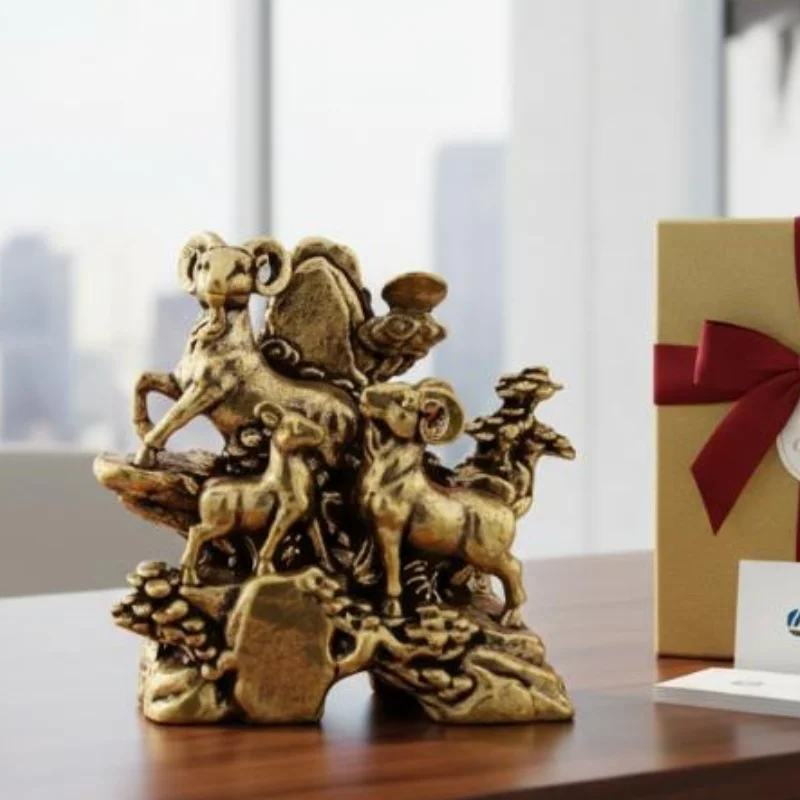 (.) San Yang Kai Tai Ornaments Attract Wealth Home Desktop Tea Pet Ornaments Feng Shui Good Luck For Home Office Decor Gifts