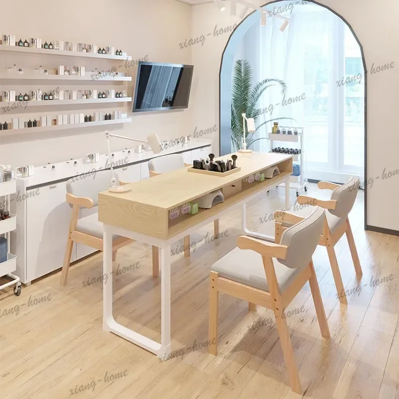 LJY Minimalist Trendy Nail Table Italian Classic Elegant Premium Manicure Table With Storage Design Mesa Manicura Salon Furnitur