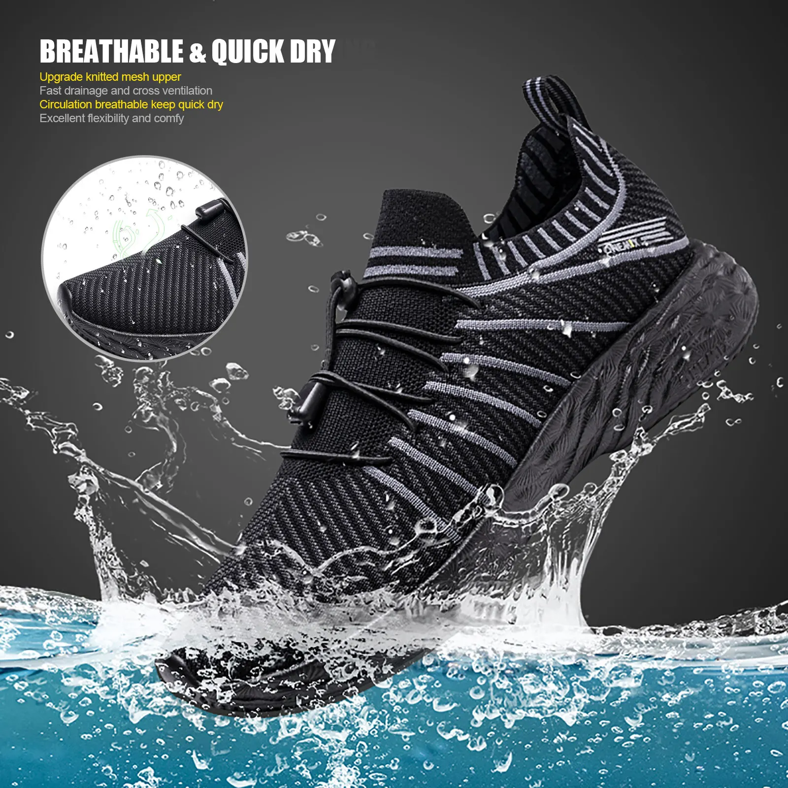 ONEMIX Waterproof Running Shoes for Men Summer Breathable Mesh Unisex Sneakers For Outdoor Slip-on Male Walking Trekking Shoes