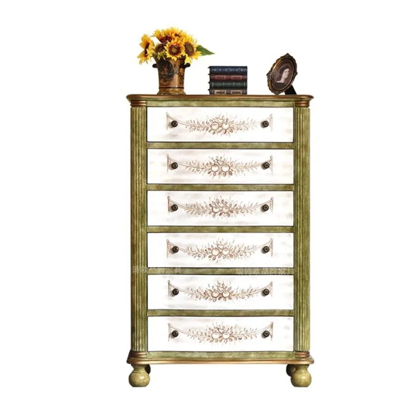 

American country six chest solid wood painted bedroom storage bedside