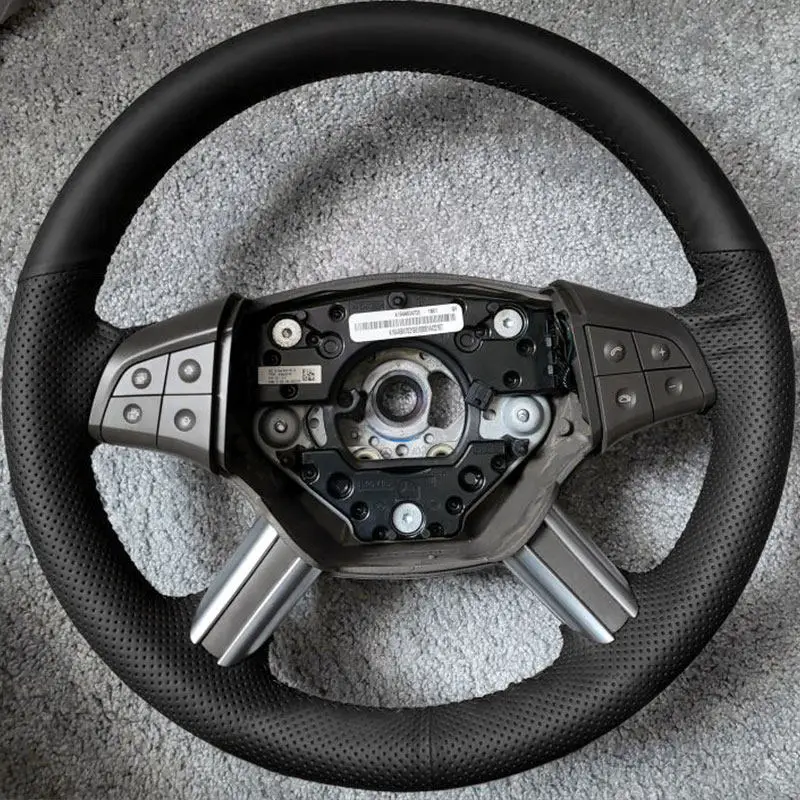 Leather Cover For Mercedes Benz GL R Class X164 2006- 2009 M-Class W164 2005 - 2008 Hand Sewing Car Steering Wheel Leather Trim