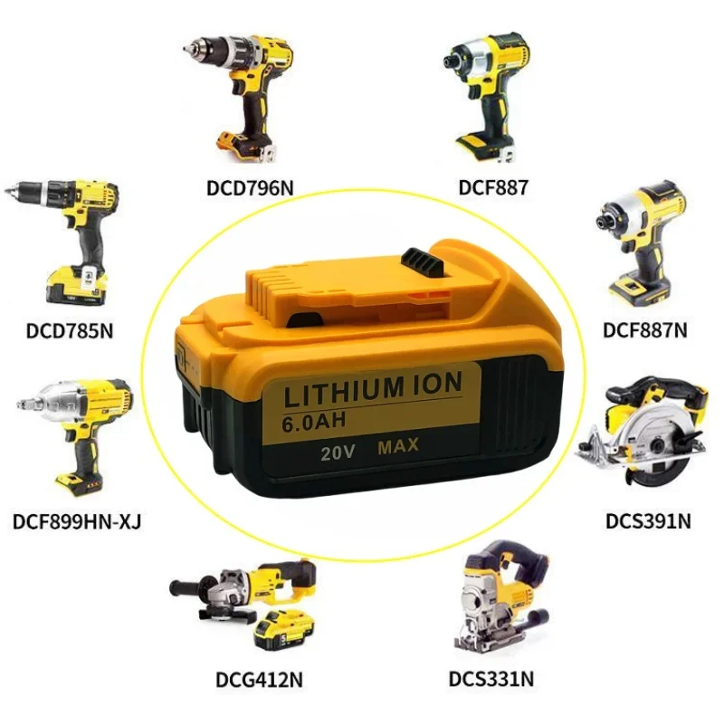 Baterai Pengganti Lithium DCB200 18V 6000MAh untuk Dewalt 18V DCB184 DCB200 DCB182 DCB180 DCB181 DCB182 DCB201 DCB206