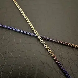 New Pure Titanium Necklace 3mm Colored Square Box Chain Lightweight Anti Allergic Hip-hop Neutral and Birthday Anniversary Gift