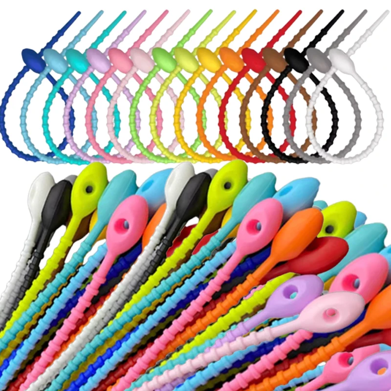 Reusable Silicone Cable Ties Twistable Wire Organizer Adjustable Cord Management Wrap for Home Office Earphone PC Cable Storage