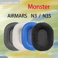 Foam Earpads for Monster AIRMARS N3 Headphones N3S Ear Cushions Replacement Headset Pads Cover Breathable Mesh Velour Leather
