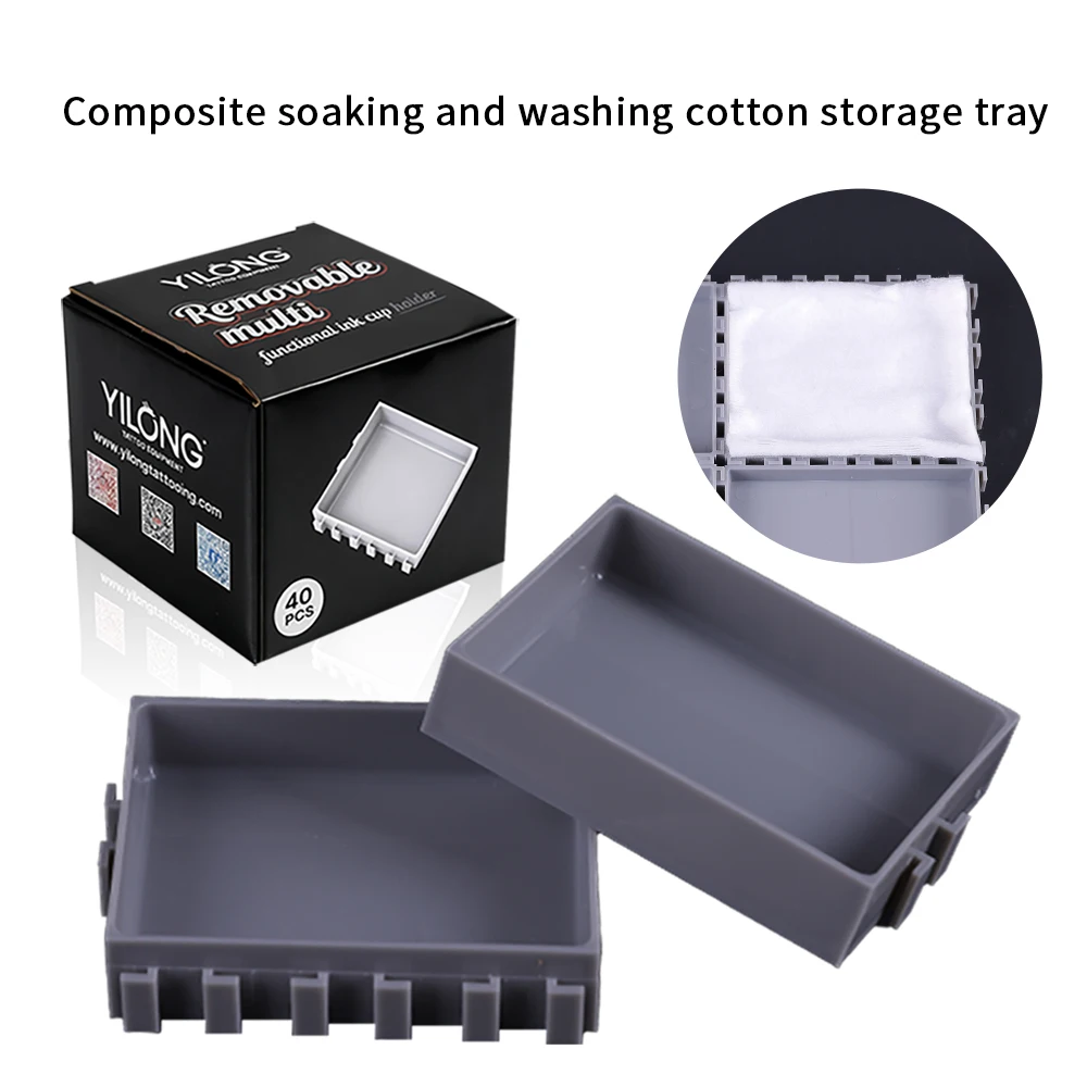 YILONG 40 PCS Reusable ABS Plastic Ink Cups Tattoo Artist Desktop Storage Combinations Rack Tattoo Accessories