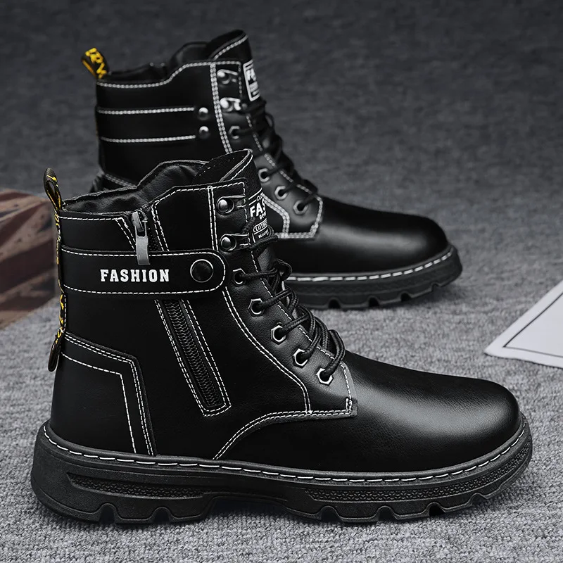 New Men Boots Trend Motorcycle Boots for Men Casua Ankle Boots Work Wear Shoes Men Personalized British Boots Bota Masculina