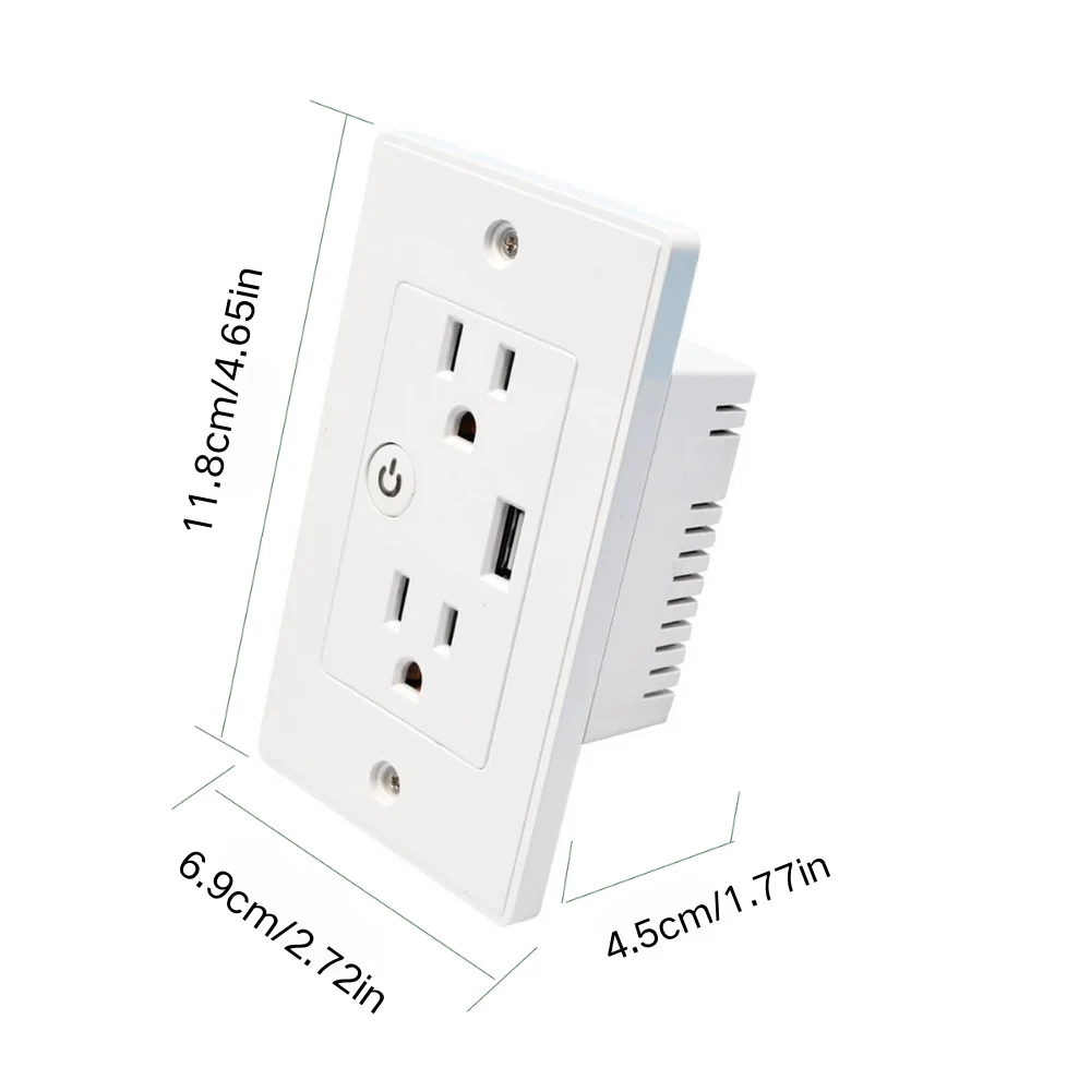 Intelligente Steckdose nach amerikanischem Standard mit USB, feuerfester PC-Panel-Sprach-APP, Google-Steckeradapter für Haushaltsgeräte