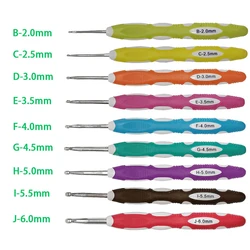 9Pcs Crochet Hook Plastic Handle Aluminum Knitting Needle DIY Handmade Sweater Needles Weave Crochet Hooks Sewing Tools