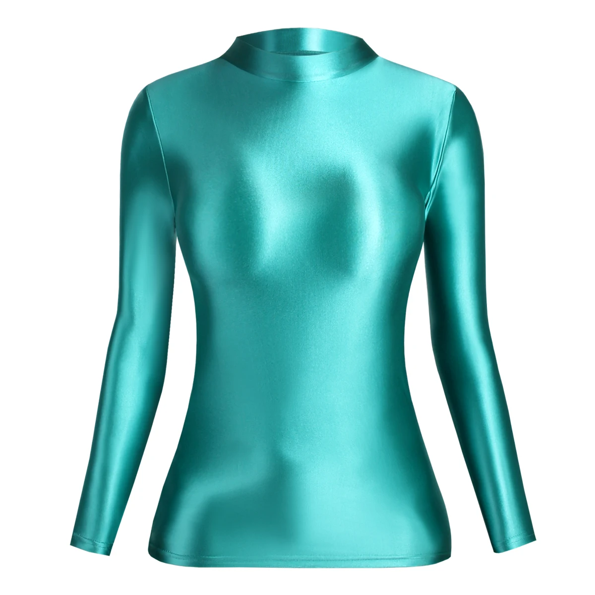 MJINM Lucido Shiny Soild Spandex Canottiera elastica Yoga Fitness Casual T-shirt professionali Abbigliamento sportivo Allenamento Bottoming Top