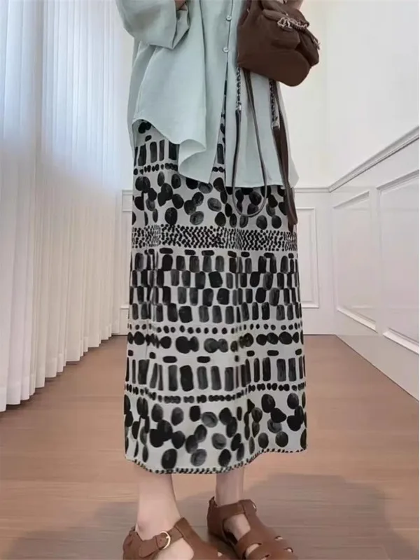 

Юбка трапециевидной формы с высокой талией, женские универсальные летние юбки в горошек, летние юбки f-длины, дизайнерские молодежные привлекательные юбки-миди