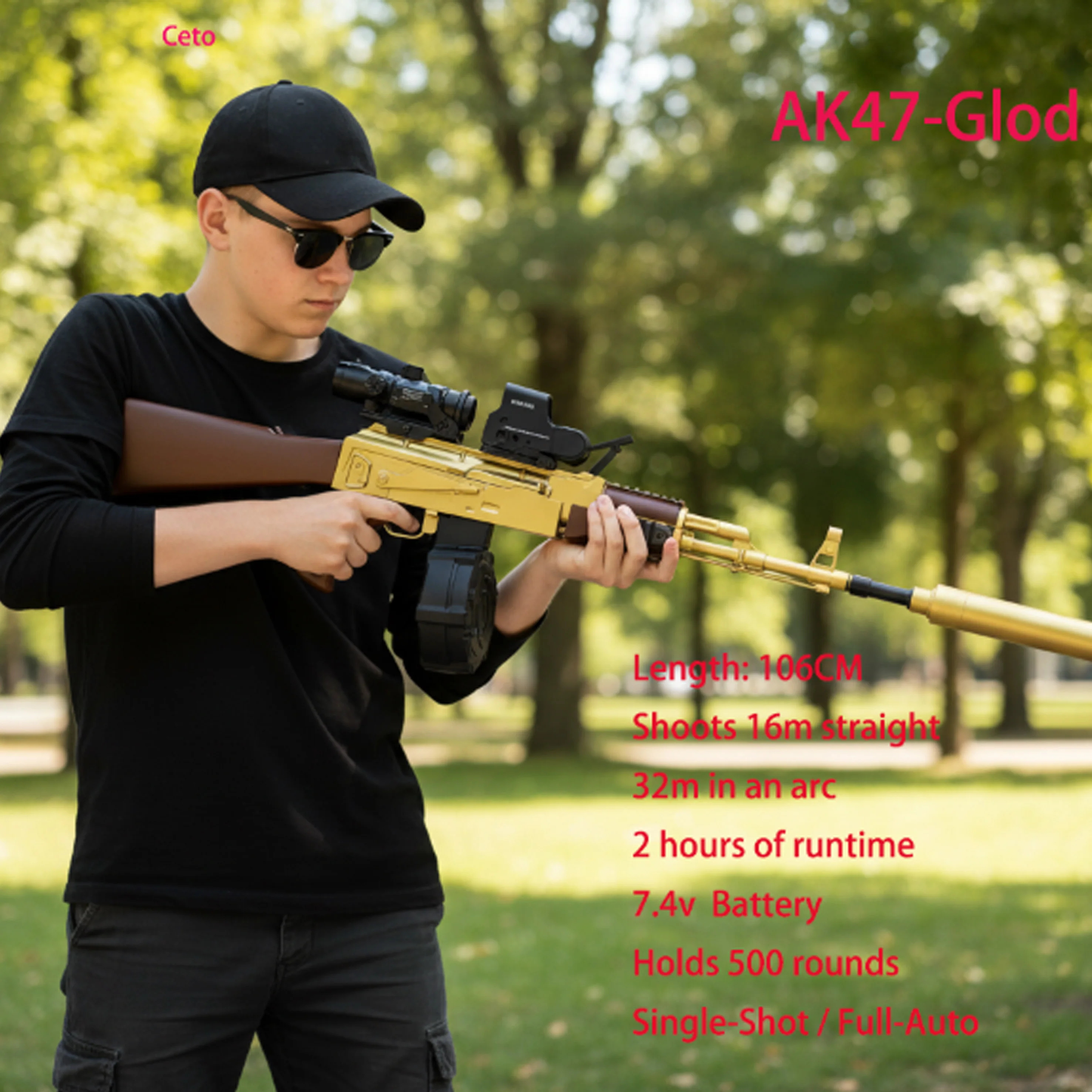 قناص جل Ultimate Full Auto AK47 - نطاق قناص بطول 30 مترًا للقتال في الهواء الطلق |   أفضل هدية للبالغين والألعاب