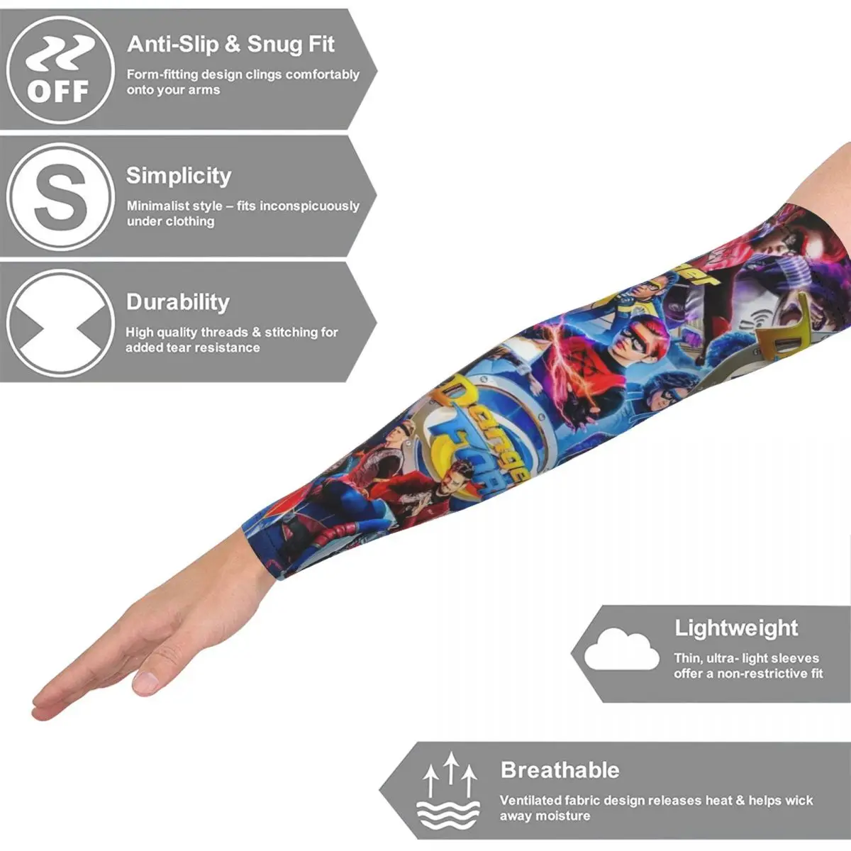 أكمام أذرع للذراع من Henry Danger للرجال والنساء للحماية من الأشعة فوق البنفسجية وتغطية الوشم الرياضية والتبريد وركوب الدراجات #5
