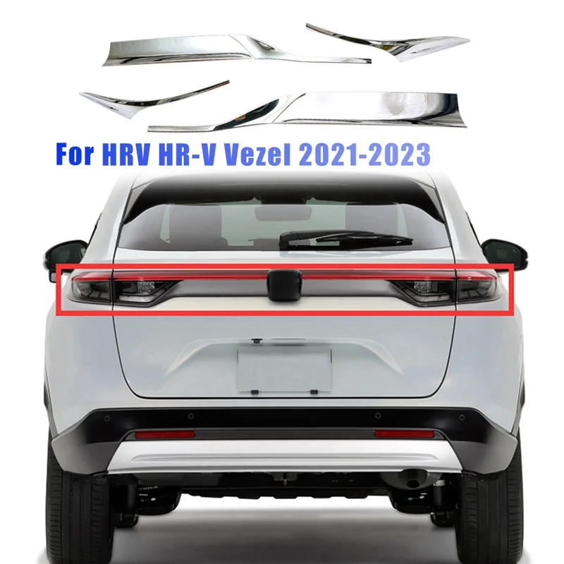 1Set Chrome Rear Tail Light Cover Trim for Honda HRV HR-V Vezel 2021-2023 Taillamp Lid Eyelid Eyebrow Molding Strip